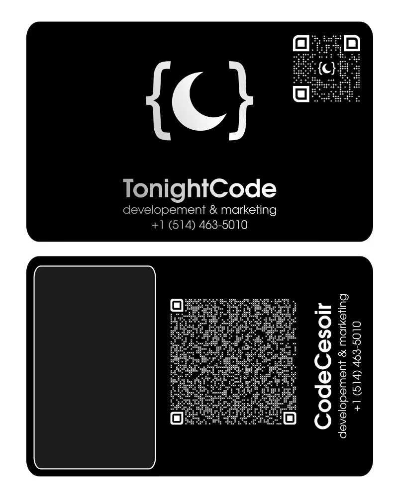 tonightcode premium metallic nfc business cards - both soides