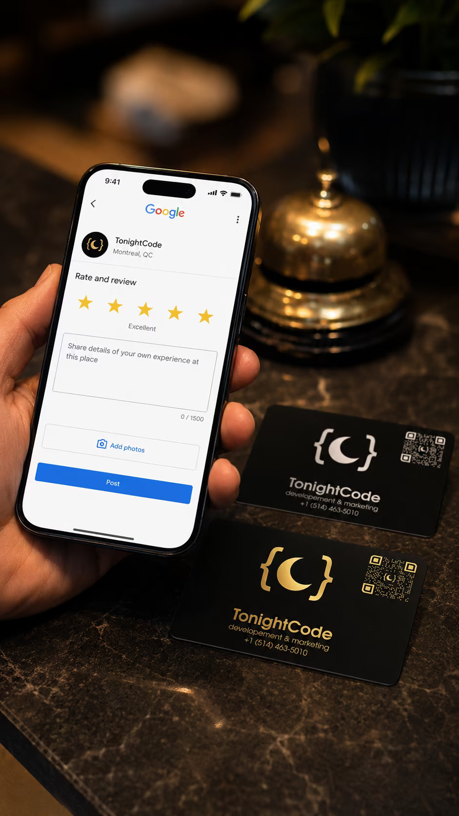 tonighcode nfc business cards to leave a review, never miss a google review from your customers  